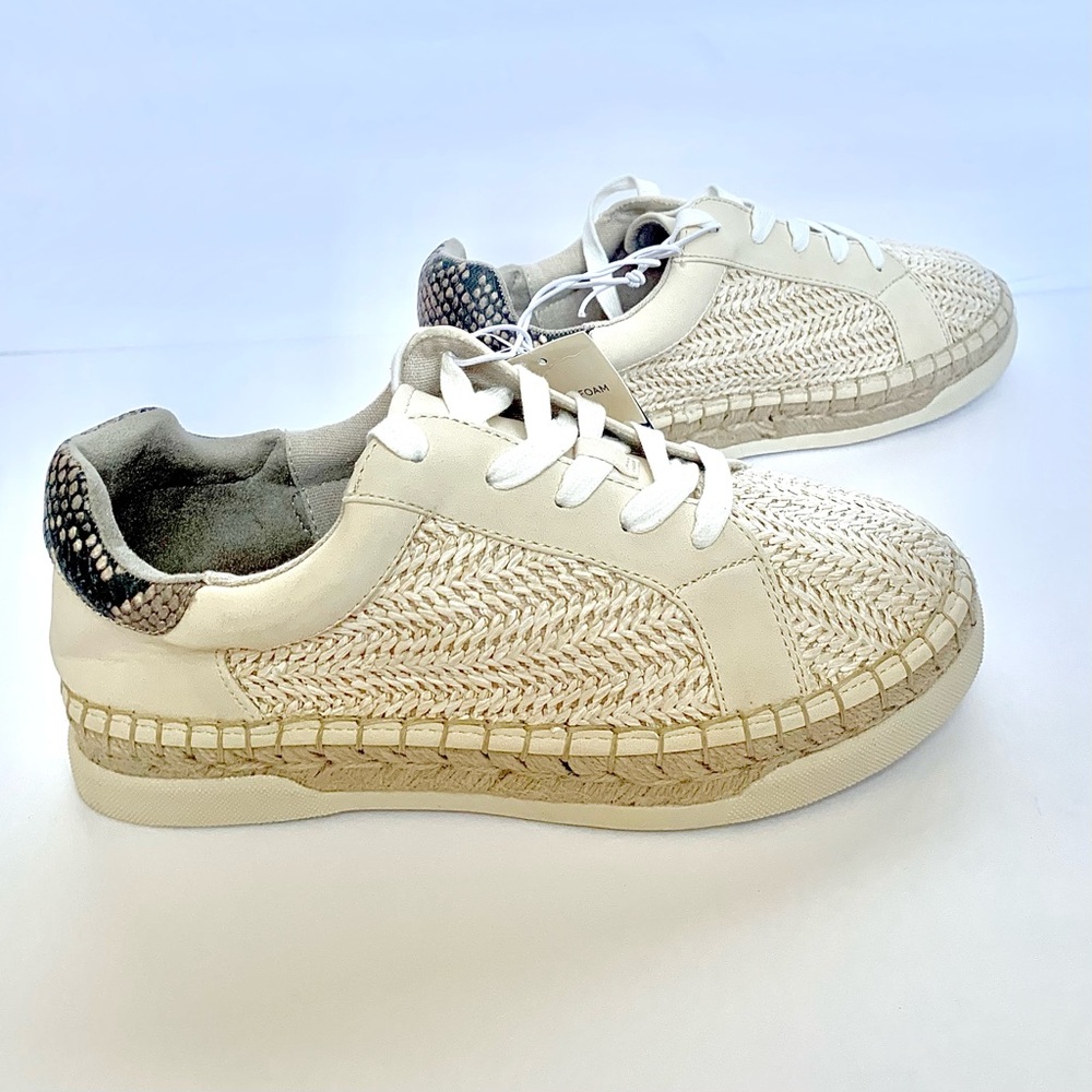 SNEAKERS Sz 8.5 Espadrille Boho Wicker Look Cream - Picture 15 of 15